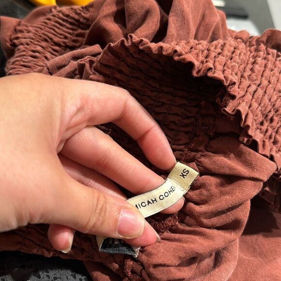 Shades of Grey by Micah Cohen Brown Wide Leg Cropped Linen Jumpsuit Size XS B35 - Picture 4 of 9